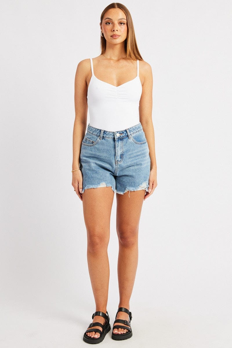 Denim Relaxed Denim Short Mid Rise - Àlainn Fashion