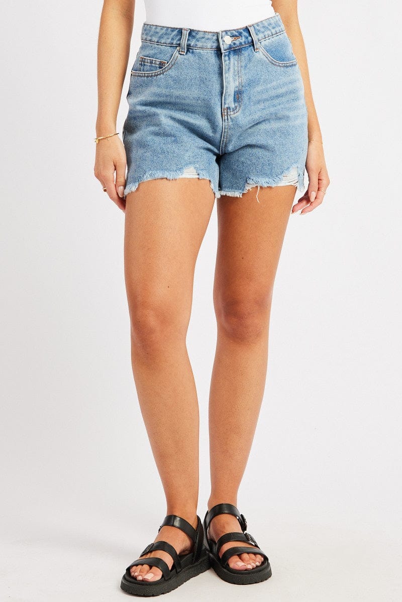 Denim Relaxed Denim Short Mid Rise - Àlainn Fashion