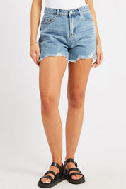 Denim Relaxed Denim Short Mid Rise - Àlainn Fashion