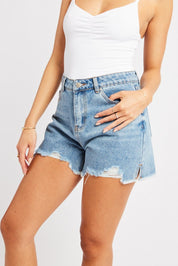 Denim Relaxed Denim Short Mid Rise - Àlainn Fashion