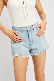 Denim Ripped Denim Short Mid Rise - Àlainn Fashion