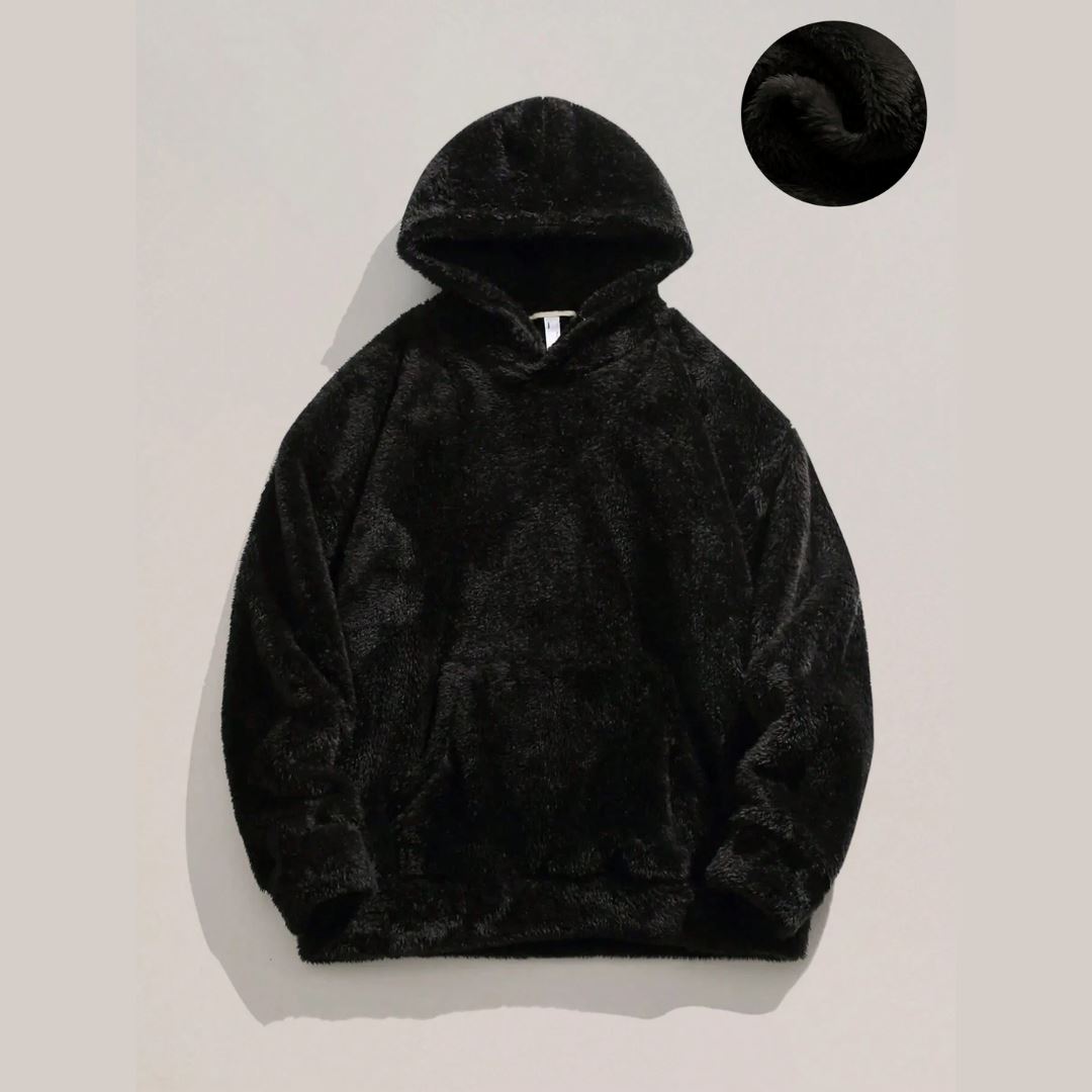 Fluffy Hoodie Black S (sold out soon) - Àlainn Fashion