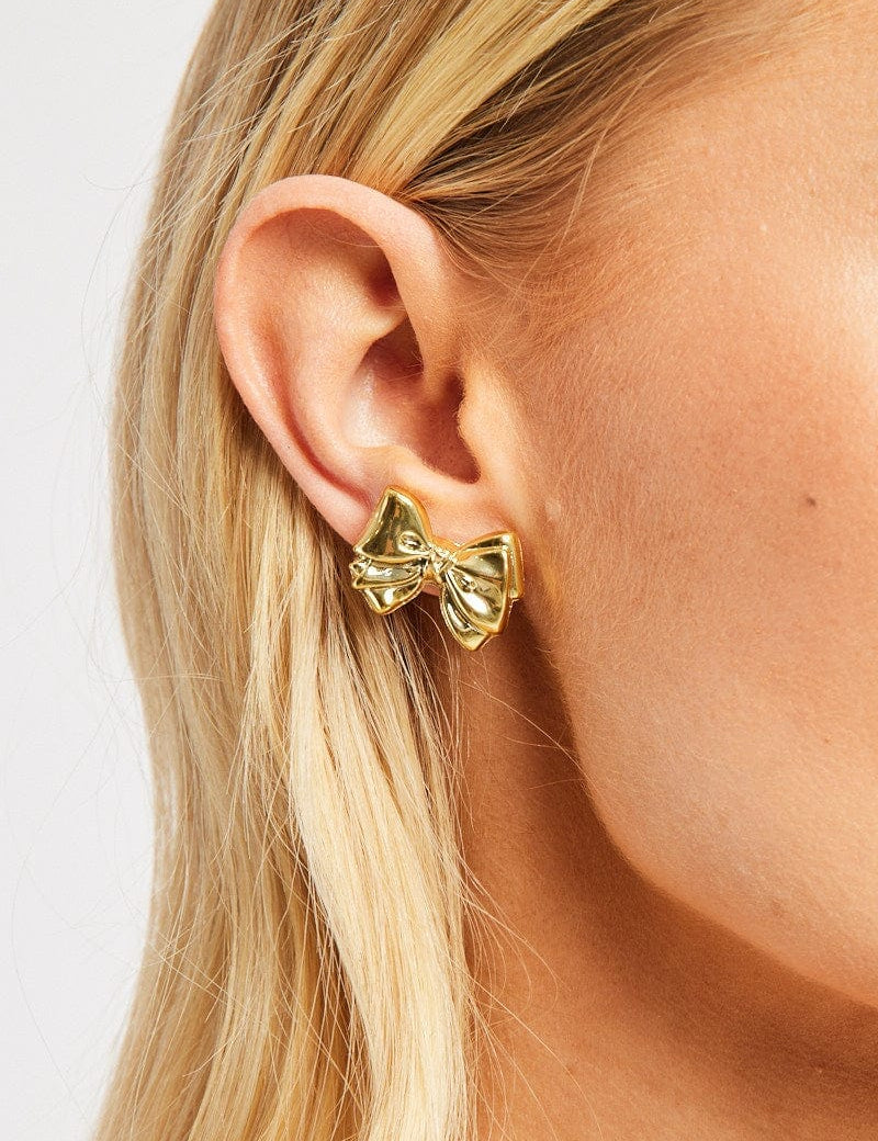 Gold Bow Earrings - Àlainn Fashion