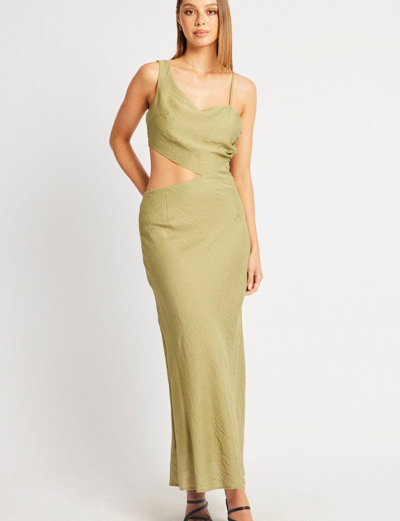 Green Maxi Dress Cut Out Detail - Àlainn Fashion