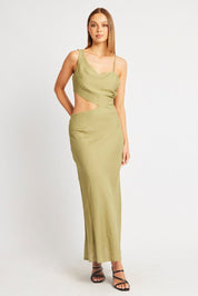 Green Maxi Dress Cut Out Detail - Àlainn Fashion