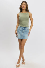 Green Sleeveless Twist Shoulder Top - Àlainn Fashion