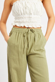 Green Wide Leg Pants High Rise - Àlainn Fashion