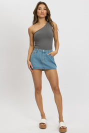 Grey Bodysuit One Shoulder - Àlainn Fashion