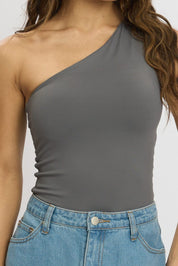 Grey Bodysuit One Shoulder - Àlainn Fashion