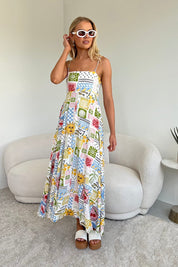 Multi Abstract Maxi Dress Strappy - Àlainn Fashion