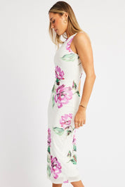 Multi Floral Bodycon Dress Sleeveless - Àlainn Fashion