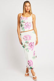 Multi Floral Cami Top Sleeveless Mesh - Àlainn Fashion