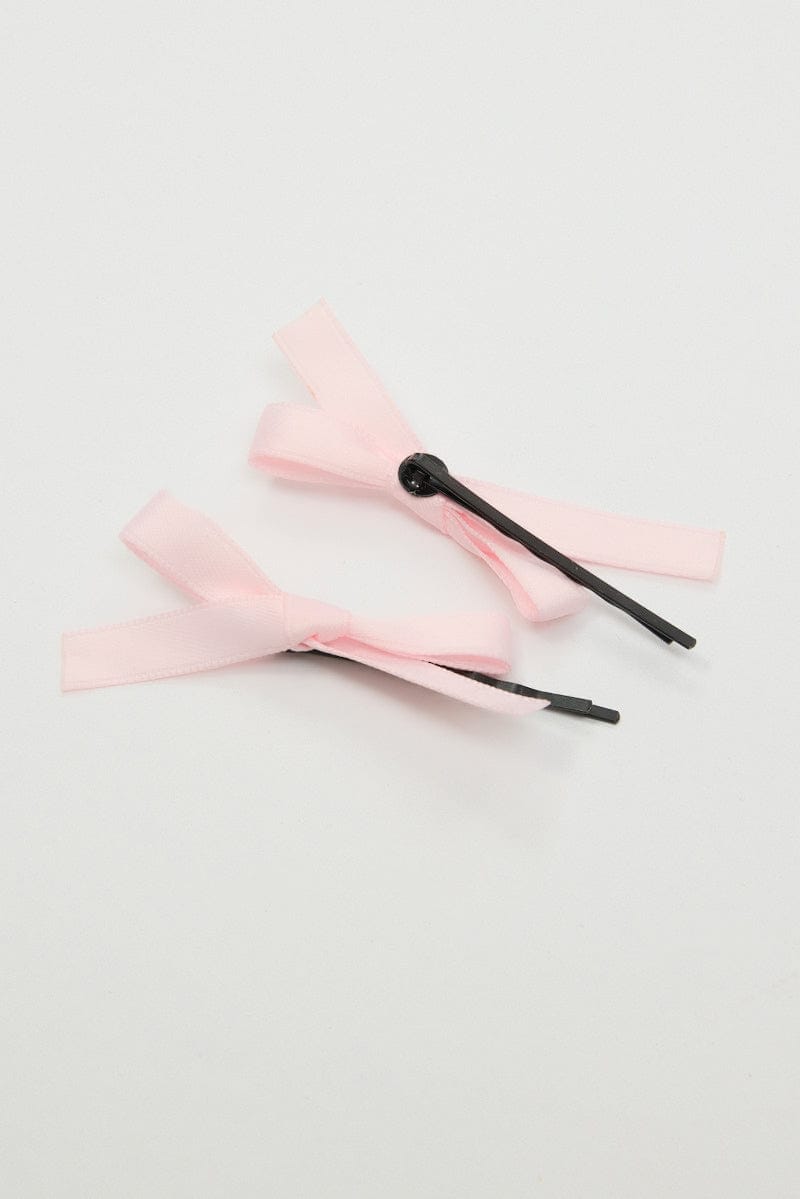 Pink 4 Pack Mini Satin Bow Bobby Pins - Àlainn Fashion