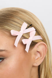 Pink 4 Pack Mini Satin Bow Bobby Pins - Àlainn Fashion