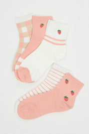 Pink 5 Pack Strawberry Socks - Àlainn Fashion