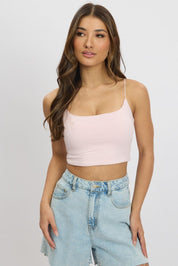 Pink Cropped Cami Top Supersoft - Àlainn Fashion