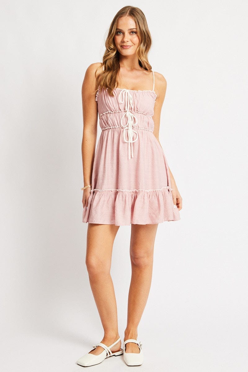 Pink Fit And Flare Dress Mini - Àlainn Fashion