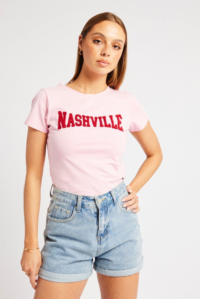 Pink Graphic Tee Short Sleeve - Àlainn Fashion