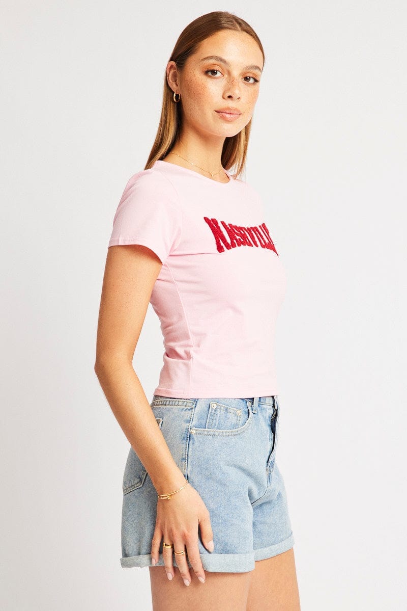 Pink Graphic Tee Short Sleeve - Àlainn Fashion