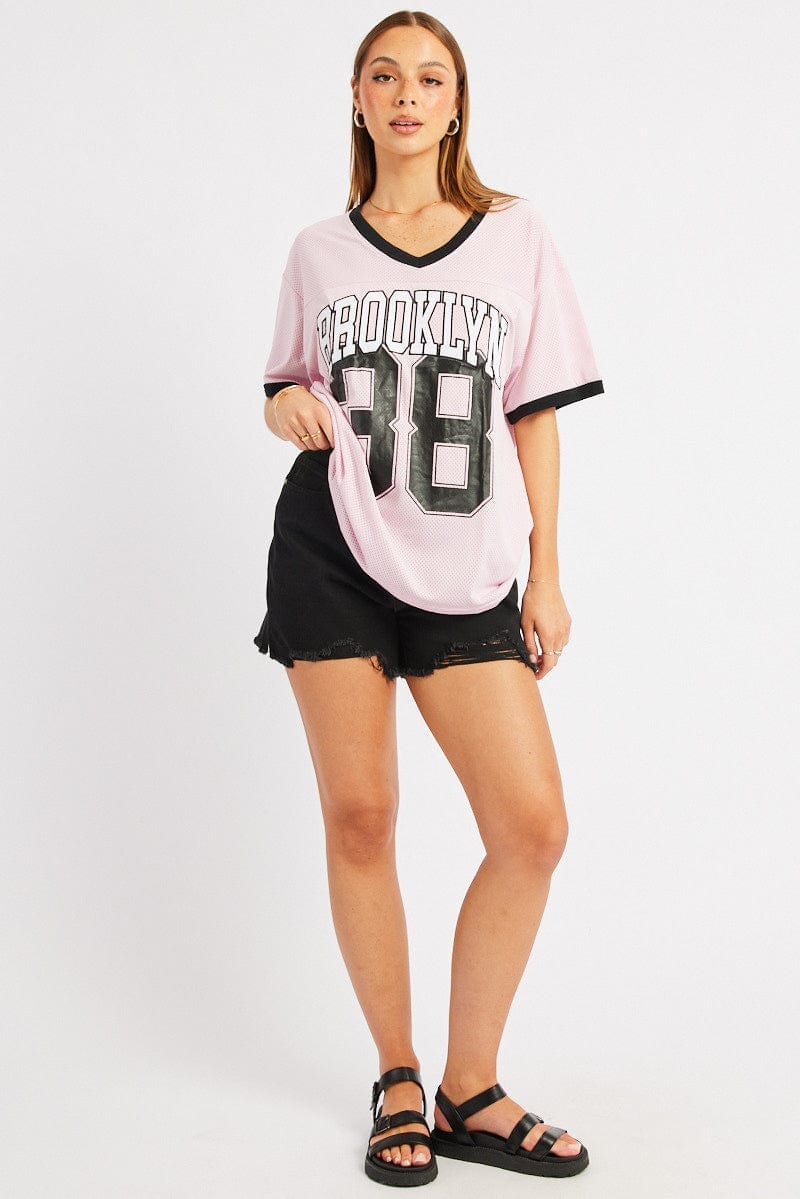 Pink Graphic Tee Short Sleeve - Àlainn Fashion