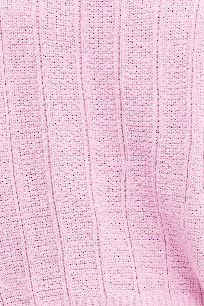 Pink Knit Top Long Sleeve Crop - Àlainn Fashion