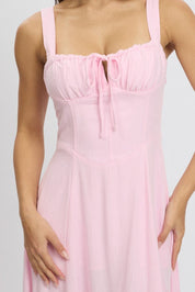Pink Maxi Dress Corset Detailed - Àlainn Fashion