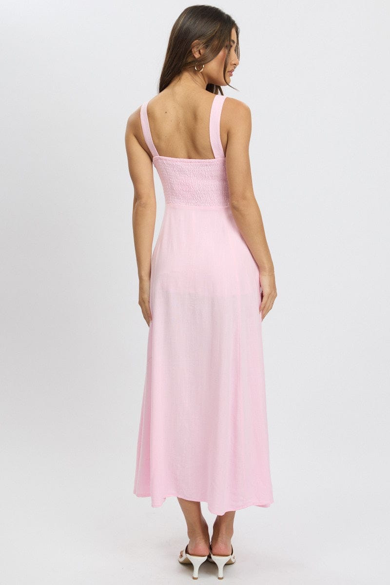 Pink Maxi Dress Corset Detailed - Àlainn Fashion