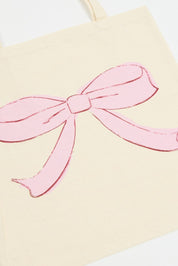 Pink Print Tote Bag Printed Bow Croquettecore - Àlainn Fashion