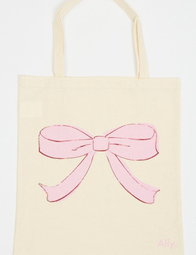 Pink Print Tote Bag Printed Bow Croquettecore - Àlainn Fashion