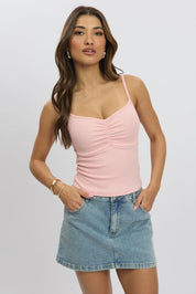 Pink Singlet Top Round Neck - Àlainn Fashion