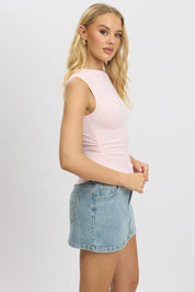 Pink Sleeveless Top Asymmetric Hem - Àlainn Fashion