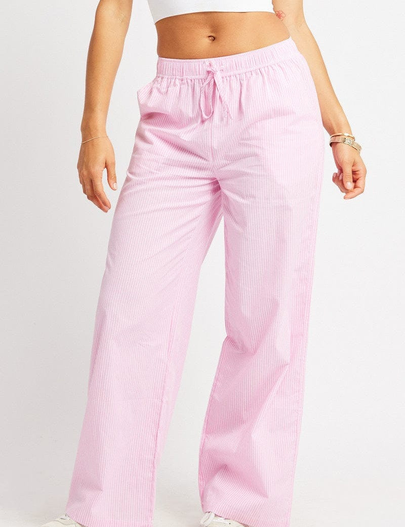 Pink Stripe Wide Leg Pants High Rise - Àlainn Fashion