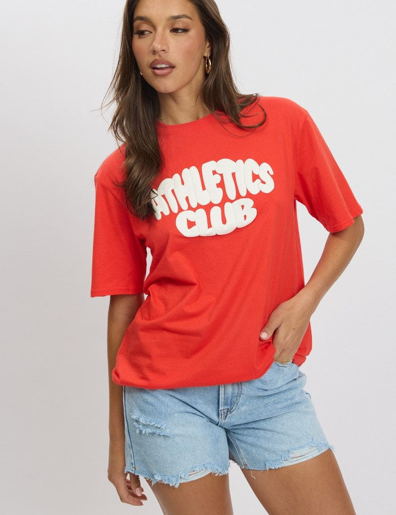 Red Graphic Tee Short Sleeve - Àlainn Fashion