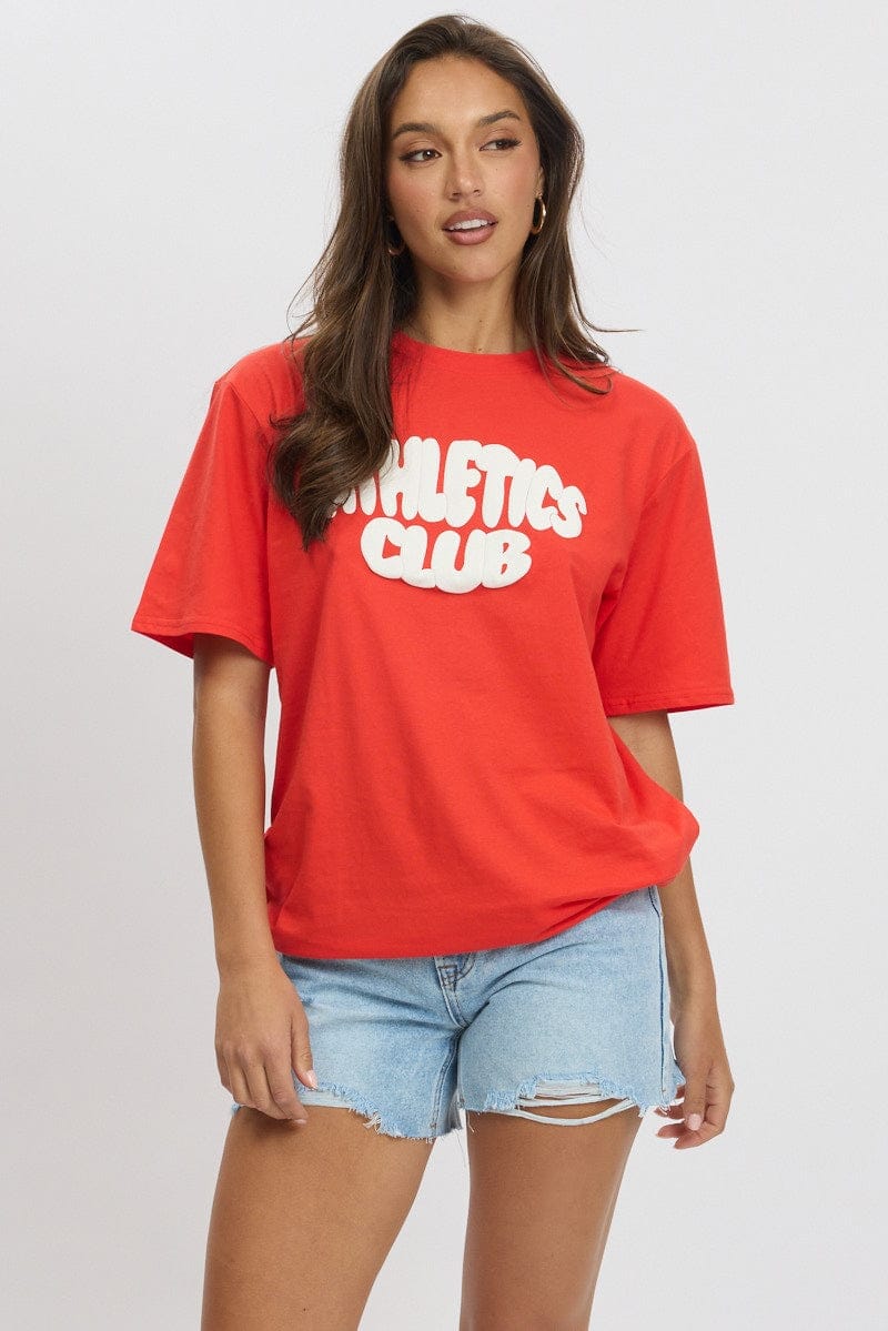 Red Graphic Tee Short Sleeve - Àlainn Fashion