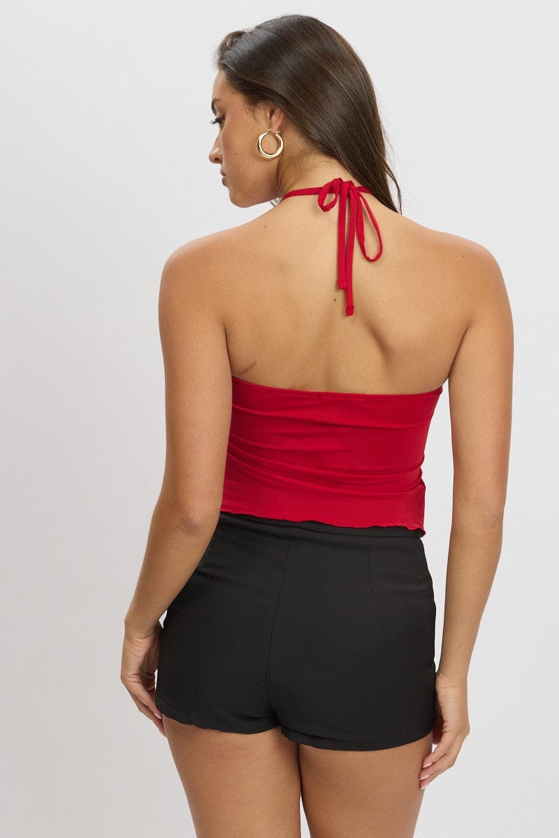 Red Halter Top Sleeveless - Àlainn Fashion