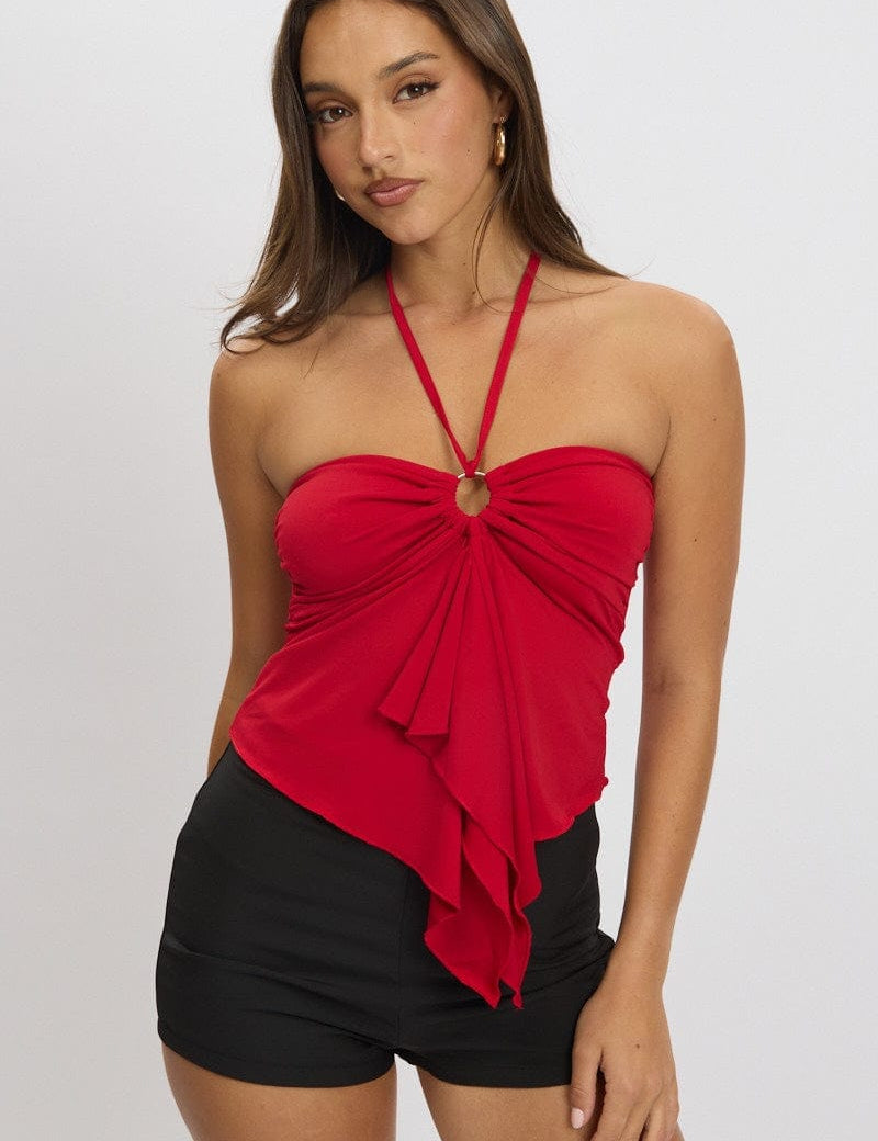 Red Halter Top Sleeveless - Àlainn Fashion