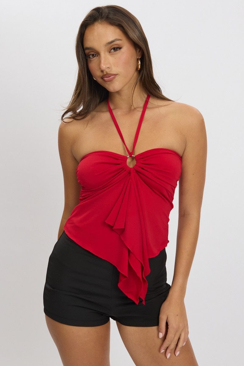 Red Halter Top Sleeveless - Àlainn Fashion