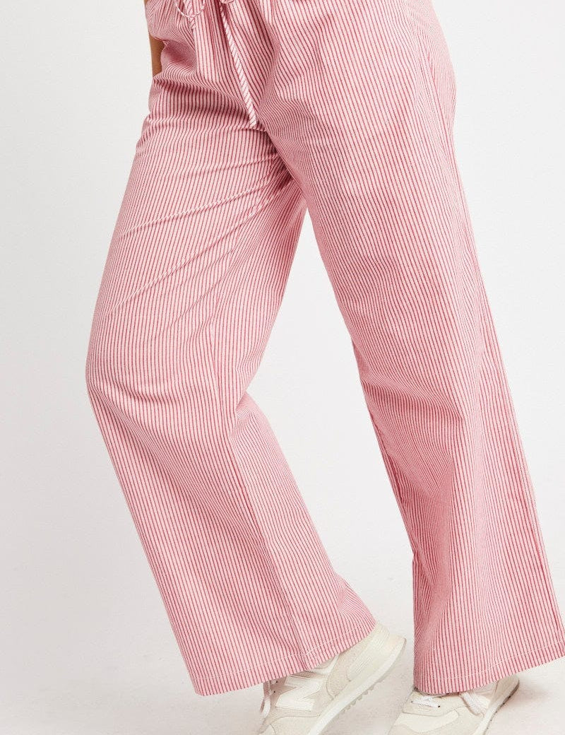 Red Stripe Wide Leg Pants High Rise - Àlainn Fashion