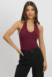 Red Supersoft Bodysuit Halter Neck - Àlainn Fashion