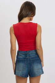 Red Supersoft Bodysuit Scoop Neck - Àlainn Fashion