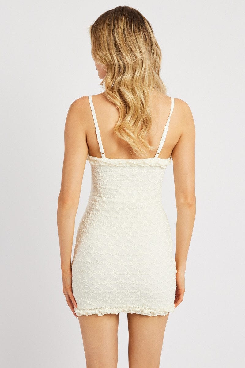 White Bodycon Dress Singlet Lace Mini - Àlainn Fashion