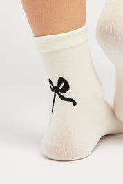 White Bow Print Socks - Àlainn Fashion