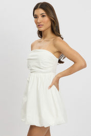 White Bubble Mini Dress Strapless - Àlainn Fashion