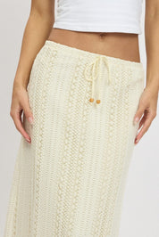 White Crochet Maxi Skirt High Rise Relaxed Lined - Àlainn Fashion