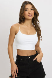 White Cropped Cami Top Supersoft - Àlainn Fashion