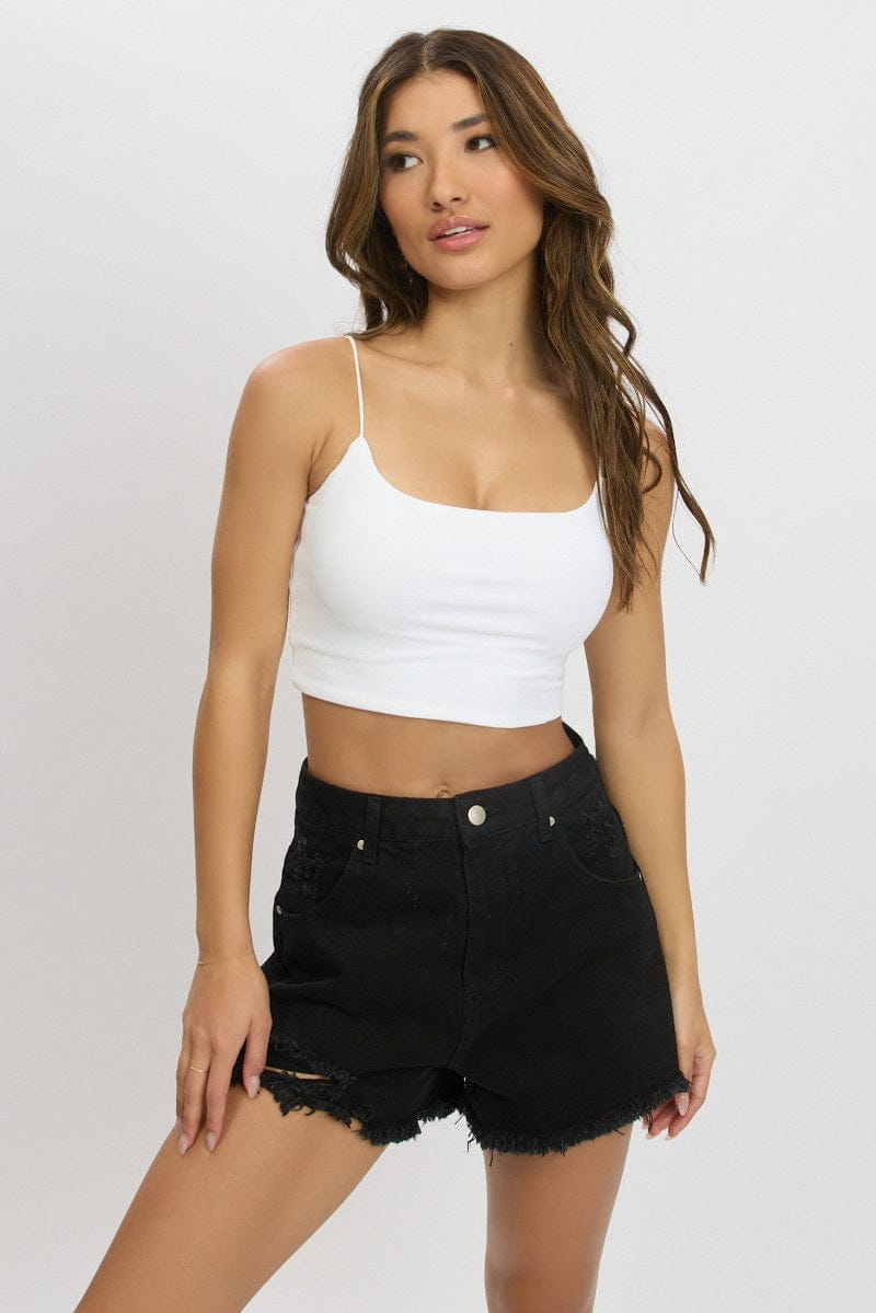 White Cropped Cami Top Supersoft - Àlainn Fashion