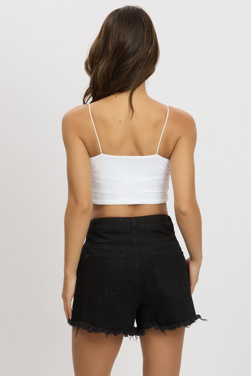 White Cropped Cami Top Supersoft - Àlainn Fashion