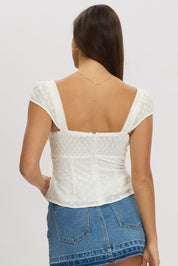 White Eyelet Top Short Sleeve - Àlainn Fashion