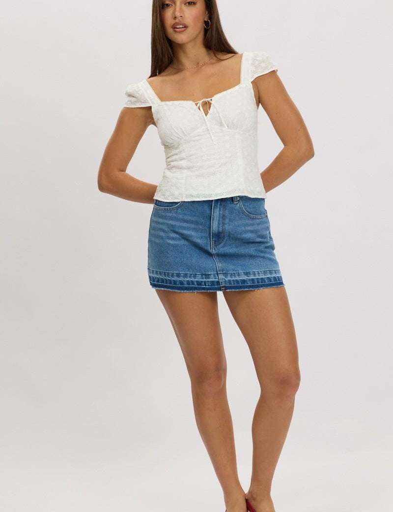 White Eyelet Top Short Sleeve - Àlainn Fashion