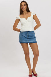 White Eyelet Top Short Sleeve - Àlainn Fashion